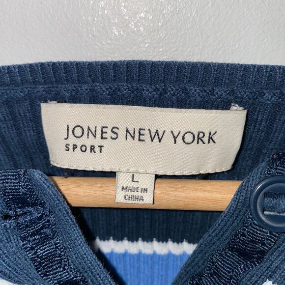 Jones NY Sport 100% Cotton Striped Button Up Cardigan, Women’s Large - Picture 4 of 10